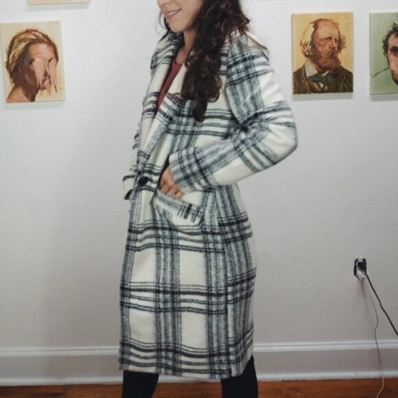 RACHAEL ZOE Long Wool Plaid Coat (NWOT) - Picture 1 of 8